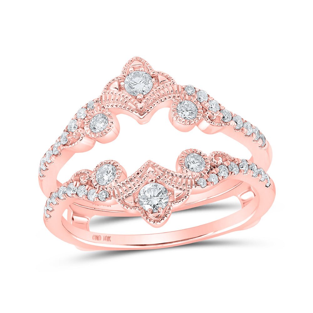 Wedding Collection | 10kt Rose Gold Womens Round Diamond Wrap Enhancer Wedding Band 1/2 Cttw | Splendid Jewellery GND