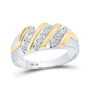 Wedding Collection | 10kt Two-tone Gold Mens Round Diamond Wedding Band Ring 1/2 Cttw | Splendid Jewellery GND