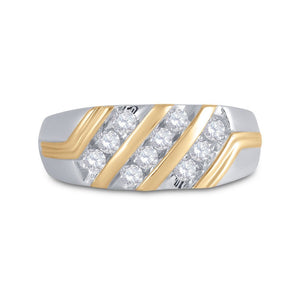 Wedding Collection | 10kt Two-tone Gold Mens Round Diamond Wedding Band Ring 1/2 Cttw | Splendid Jewellery GND