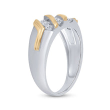 Load image into Gallery viewer, 10kt Two-tone Gold Mens Round Diamond Wedding Band Ring 1/2 Cttw | Eternal Love Collection - Alternate view 3 from Splendid Jewellery