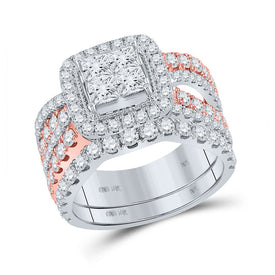 10kt Majestic Two-Tone Gold Princess Diamond Bridal Wedding Ring Band Set 2-3/4 Cttw | Splendid Jewellery - Alternate view 1 from Splendid Jewellery