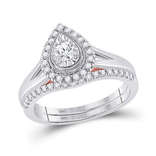 Load image into Gallery viewer, Radiant Love: 10kt Two-tone Gold Diamond Bridal Wedding Ring Band Set - Alternate view 1 from Splendid Jewellery