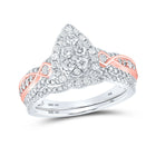 10kt Two-tone Gold Teardrop Diamond Bridal Wedding Ring Set - A Captivating Union of Elegance and Brilliance - Alternate view 1 from Splendid Jewellery