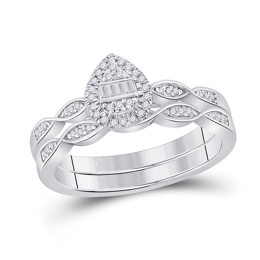 Wedding Collection | 10kt White Gold Baguette Diamond Bridal Wedding Ring Band Set 1/5 Cttw | Splendid Jewellery GND