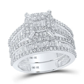 Dazzling Diamond Halo Wedding Ring Band Set - Alternate view 1 from Splendid Jewellery
