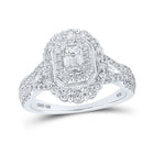 Emerald Elegance: 10kt White Gold Diamond Halo Bridal Wedding Ring - Alternate view 1 from Splendid Jewellery