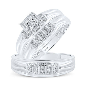 Wedding Collection | 10kt White Gold His Hers Round Diamond Square Matching Wedding Set 1/3 Cttw | Splendid Jewellery GND