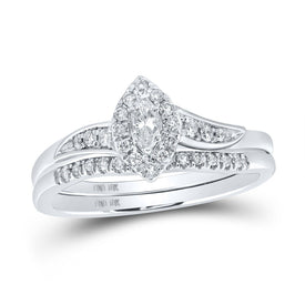 Dazzling Love Story | 10kt White Gold Marquise Diamond Bridal Wedding Ring Band Set 1/3 Cttw - Alternate view 1 from Splendid Jewellery