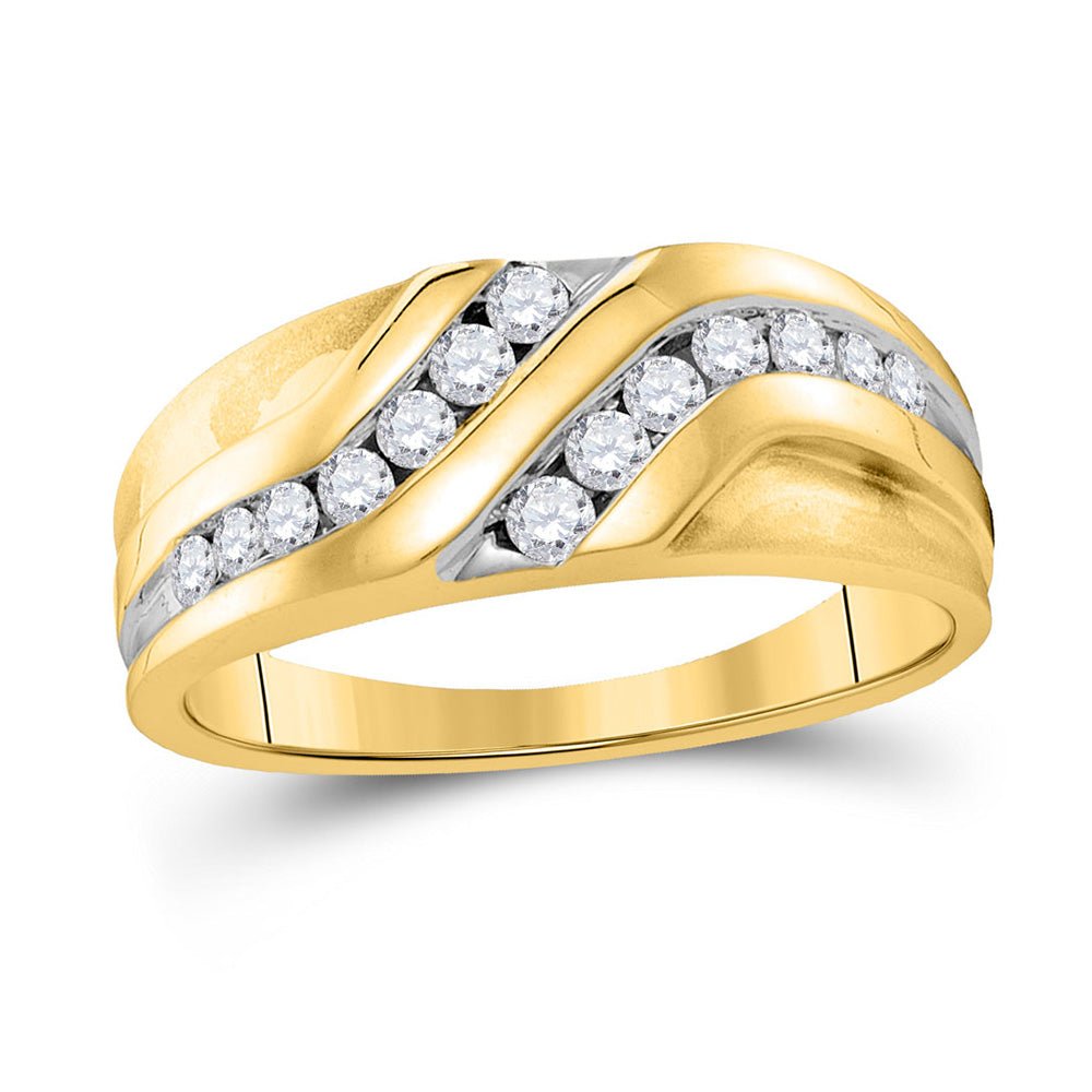 Wedding Collection | 10kt White Gold Mens Round Diamond Wedding Band Ring 1/2 Cttw | Splendid Jewellery GND