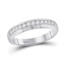 Load image into Gallery viewer, Elegant Essence 10kt White Gold Men&#39;s Round Diamond Wedding Channel-Set Band Ring 1/2 Cttw - Alternate view 1 from Splendid Jewellery
