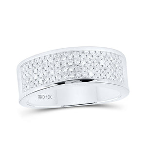 Wedding Collection | 10kt White Gold Mens Round Diamond Wedding Pave Band Ring 1/4 Cttw | Splendid Jewellery GND