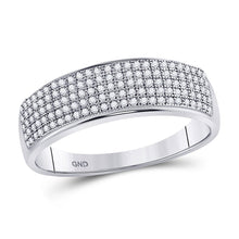 Load image into Gallery viewer, Diamond Brilliance: 10kt White Gold Mens Round Diamond Wedding Pave Band Ring 3/8 Cttw - Alternate view 1 from Splendid Jewellery