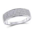 Diamond Brilliance: 10kt White Gold Mens Round Diamond Wedding Pave Band Ring 3/8 Cttw - Alternate view 1 from Splendid Jewellery