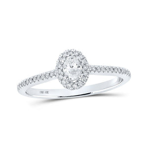 Wedding Collection | 10kt White Gold Oval Diamond Halo Bridal Wedding Engagement Ring 1/3 Cttw | Splendid Jewellery GND