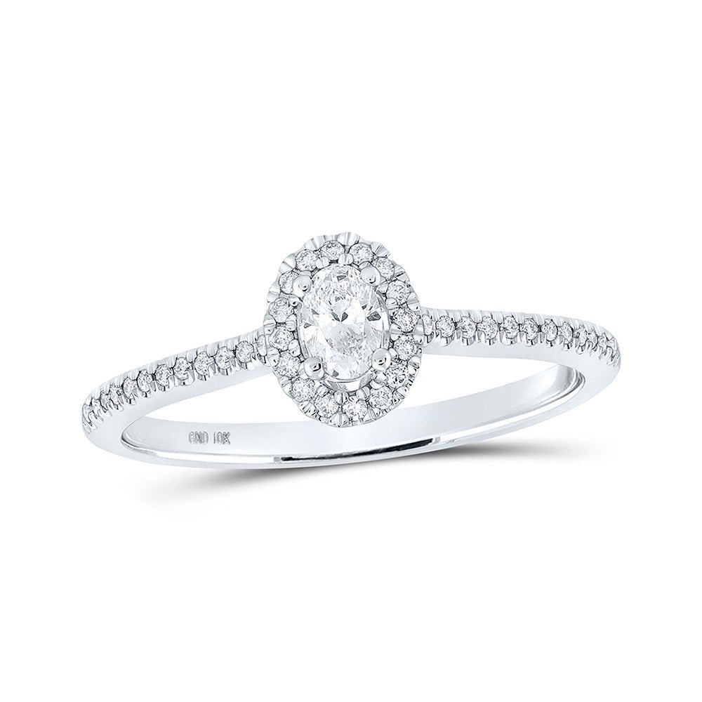 Wedding Collection | 10kt White Gold Oval Diamond Halo Bridal Wedding Engagement Ring 1/3 Cttw | Splendid Jewellery GND