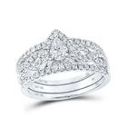 Eternal Love 10kt White Gold Pear Diamond 3-Piece Bridal Wedding Ring Band Set 7/8 Cttw - Alternate view 1 from Splendid Jewellery