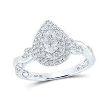 Load image into Gallery viewer, Sparkling Eternity: 10kt White Gold Pear Diamond Halo Bridal Wedding Engagement Ring - Alternate view 1 from Splendid Jewellery