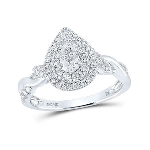 Wedding Collection | 10kt White Gold Pear Diamond Halo Bridal Wedding Engagement Ring 1 Cttw | Splendid Jewellery GND