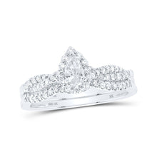 Load image into Gallery viewer, Eternal Sparkle | 10kt White Gold Pear Diamond Halo Bridal Wedding Ring Band Set 1/2 Cttw - Alternate view 1 from Splendid Jewellery