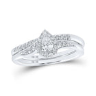 Sparkling Elegance: 10kt White Gold Pear Diamond Halo Bridal Wedding Ring Band Set 1/3 Cttw - Alternate view 1 from Splendid Jewellery
