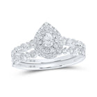 Eternal Love 10kt White Gold Pear Diamond Halo Bridal Wedding Ring Band Set - Alternate view 1 from Splendid Jewellery