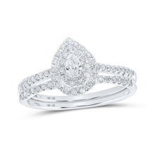 Load image into Gallery viewer, Dazzling Love Story | 10kt White Gold Pear Diamond Halo Bridal Wedding Ring Band Set 3/8 Cttw | Splendid Jewellery - Alternate view 1 from Splendid Jewellery