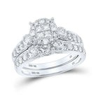 Timeless Radiance: 10kt White Gold Princess Diamond Bridal Wedding Ring Band Set 1-1/2 Cttw - Alternate view 1 from Splendid Jewellery