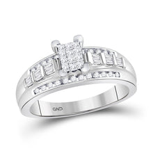 Load image into Gallery viewer, Sparkling Brilliance: 10kt White Gold Princess Diamond Cluster Bridal Wedding Engagement Ring 1/2 Cttw - Alternate view 1 from Splendid Jewellery