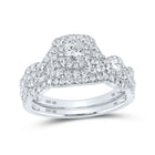 Princess Brilliance: 10kt White Gold Diamond Halo Bridal Wedding Ring Band Set - Alternate view 1 from Splendid Jewellery