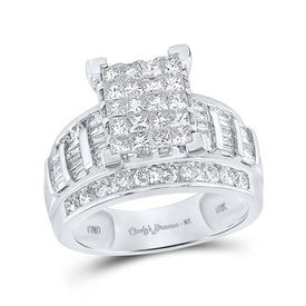 Sparkling Majesty: 10kt White Gold Princess Diamond Square Bridal Wedding Engagement Ring 2 Cttw - Alternate view 1 from Splendid Jewellery