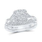 Eternal Love 10kt White Gold Princess Diamond Square Bridal Wedding Ring Band Set - Alternate view 1 from Splendid Jewellery