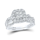 Enchanting Elegance | 10kt White Gold Princess Diamond Square Bridal Wedding Ring Band Set 1 Cttw - Alternate view 1 from Splendid Jewellery