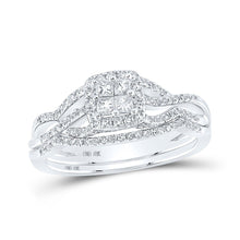 Load image into Gallery viewer, Captivating Brilliance: 10kt White Gold Princess Diamond Square Bridal Wedding Ring Band Set 1/2 Cttw - Alternate view 1 from Splendid Jewellery