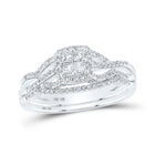 Captivating Brilliance: 10kt White Gold Princess Diamond Square Bridal Wedding Ring Band Set 1/2 Cttw - Alternate view 1 from Splendid Jewellery