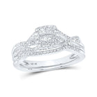 Sparkling Love Knot Diamond Wedding Ring Band Set - Alternate view 1 from Splendid Jewellery
