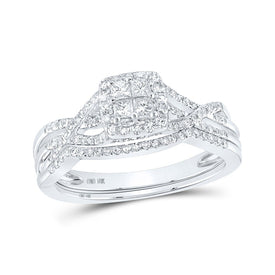 Sparkling Love Knot Diamond Wedding Ring Band Set - Alternate view 1 from Splendid Jewellery