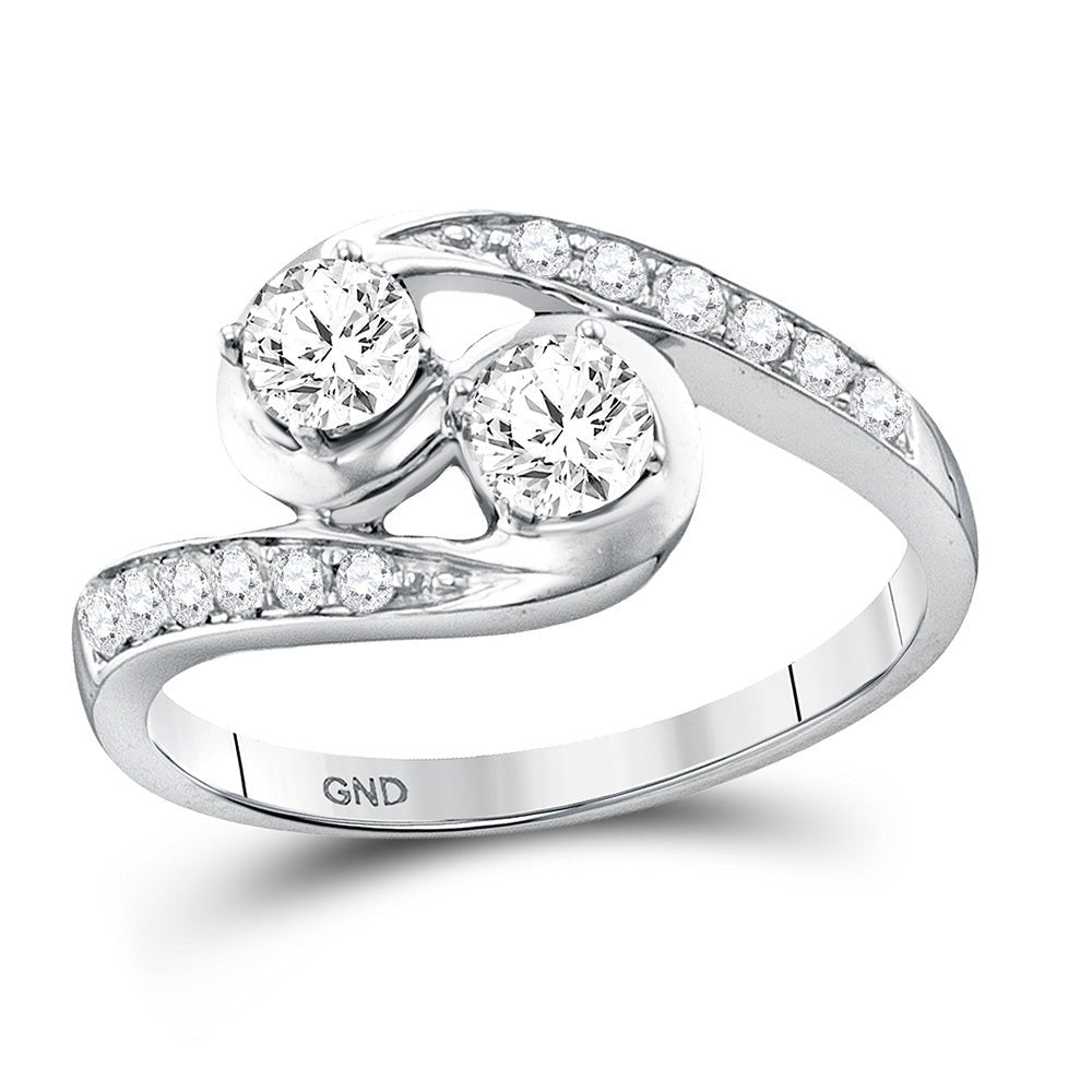 Wedding Collection | 10kt White Gold Round Diamond 2-stone Bridal Wedding Engagement Ring 5/8 Cttw | Splendid Jewellery GND