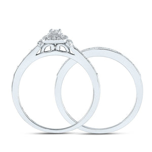 Wedding Collection | 10kt White Gold Round Diamond 2-Stone Bridal Wedding Ring Band Set 1/3 Cttw | Splendid Jewellery GND