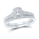 Everlasting Love: 10kt White Gold Round Diamond 2-Stone Bridal Wedding Ring Band Set - Alternate view 1 from Splendid Jewellery