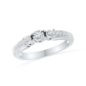 Eternal Love 10kt White Gold Round Diamond 3-stone Bridal Wedding Engagement Ring - Alternate view 1 from Splendid Jewellery