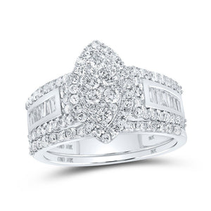 Wedding Collection | 10kt White Gold Round Diamond Bridal Wedding Ring Band Set 1-1/4 Cttw | Splendid Jewellery GND