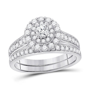 Wedding Collection | 10kt White Gold Round Diamond Bridal Wedding Ring Band Set 1 Cttw | Splendid Jewellery GND