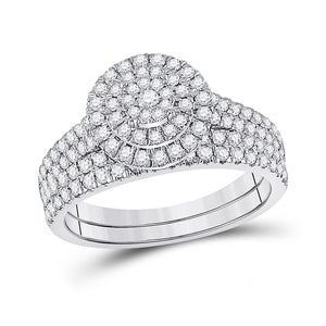 Wedding Collection | 10kt White Gold Round Diamond Bridal Wedding Ring Band Set 1 Cttw | Splendid Jewellery GND