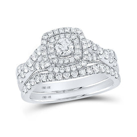 Eternal Brilliance | 10kt White Gold Round Diamond Bridal Wedding Ring Band Set 1 Cttw - Alternate view 1 from Splendid Jewellery
