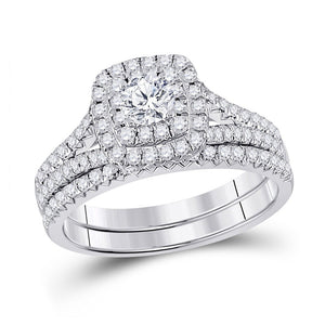 Wedding Collection | 10kt White Gold Round Diamond Bridal Wedding Ring Band Set 1 Cttw | Splendid Jewellery GND