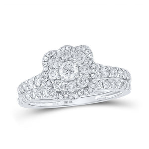 Wedding Collection | 10kt White Gold Round Diamond Bridal Wedding Ring Band Set 1 Cttw | Splendid Jewellery GND