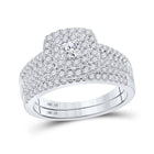 Radiant Brilliance 10kt White Gold Halo Diamond Bridal Wedding Ring Band Set - Alternate view 1 from Splendid Jewellery