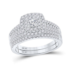 Wedding Collection | 10kt White Gold Round Diamond Bridal Wedding Ring Band Set 1 Cttw | Splendid Jewellery GND