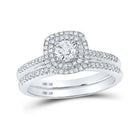 Radiant Love: 10kt White Gold Round Diamond Bridal Wedding Ring Band Set 1/2 Cttw - Alternate view 1 from Splendid Jewellery