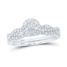 Load image into Gallery viewer, Eternal Brilliance: 10kt White Gold Round Diamond Bridal Wedding Ring Band Set 1/2 Cttw - Alternate view 1 from Splendid Jewellery